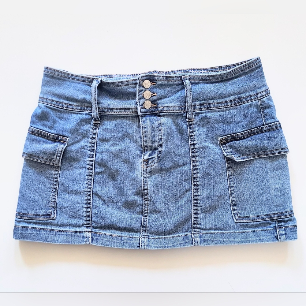 Vanilla Star 3 Button Denim Mini Skirt Juniors Size 7